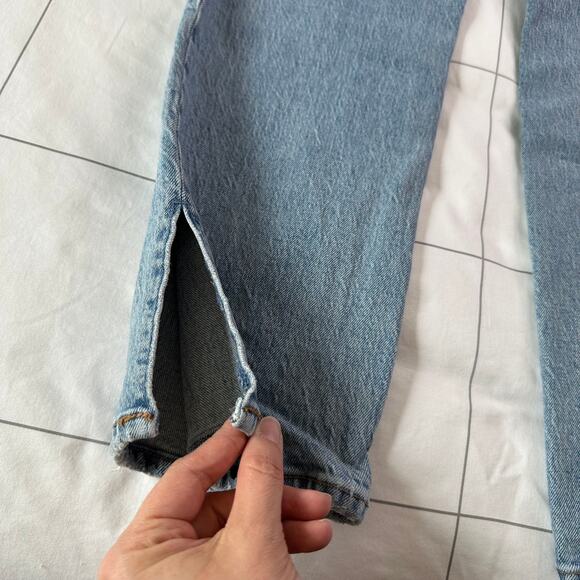 Abercrombie & Fitch Jeans Womens 28 Short Blue 90s Straight Ultra High Rise Slit - Picture 6 of 12